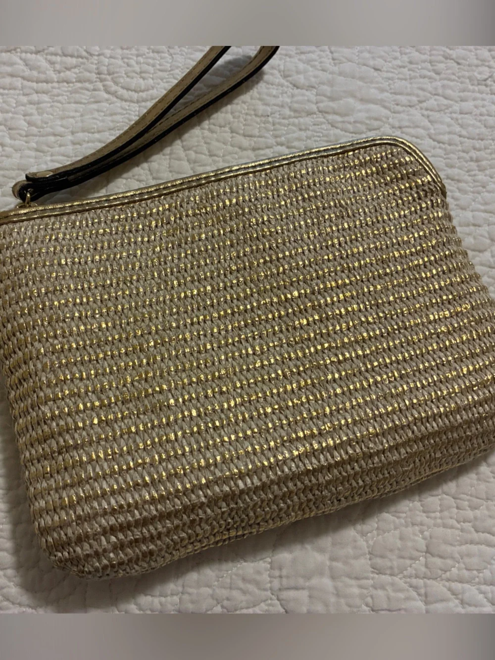 Patricia Nash Gold and Natural Woven Wristlet